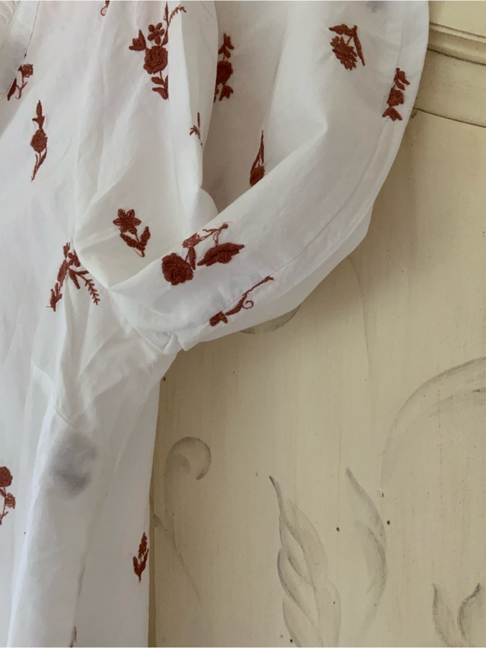 Talbots Floral Embroidered Ruffle-Trim Blouse - Picture 7 of 12